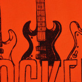 Tricou din bumbac cu imprimeu de chitară, portocaliu Benetton 225316 2