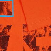 Tricou din bumbac cu inscripția Live, portocaliu Benetton 225325 2
