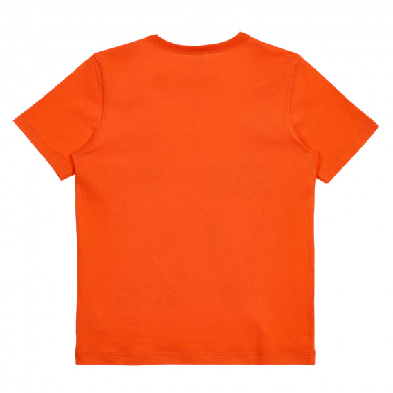 Tricou din bumbac cu inscripția Live, portocaliu Benetton 225326 3
