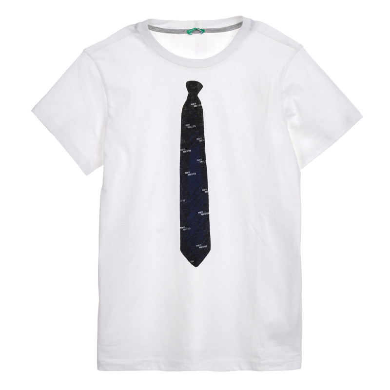 Tricou din bumbac cu imprimeu de cravată, alb  225327