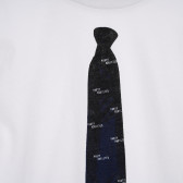 Tricou din bumbac cu imprimeu de cravată, alb Benetton 225328 2
