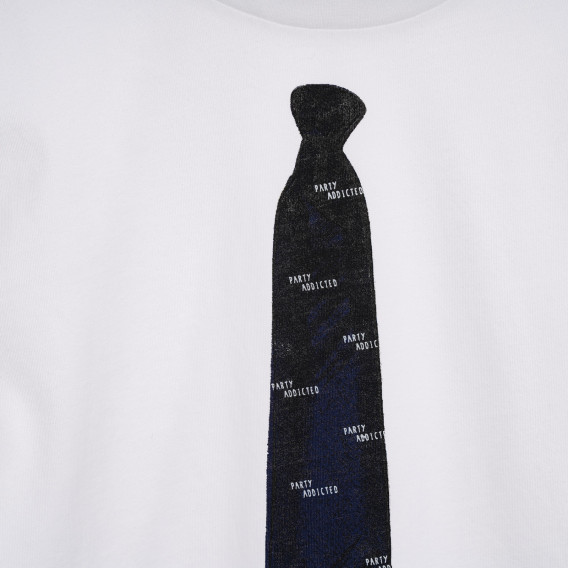 Tricou din bumbac cu imprimeu de cravată, alb Benetton 225328 2