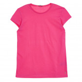 Tricou din bumbac cu logo brodat, roz închis Benetton 225333 