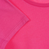 Tricou din bumbac cu logo brodat, roz închis Benetton 225334 2