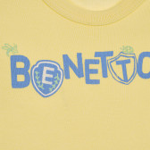 Tricou din bumbac cu inscripție de marcă pentru bebeluș, galben Benetton 225352 2