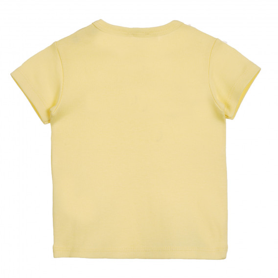 Tricou din bumbac cu inscripție de marcă pentru bebeluș, galben Benetton 225353 3
