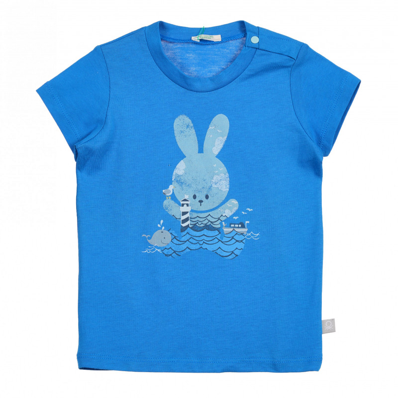 Tricou din bumbac cu imprimeu pentru bebeluș, albastru  225357