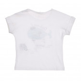 Tricou din bumbac cu imprimeu pentru bebeluși, în alb Benetton 225371 3