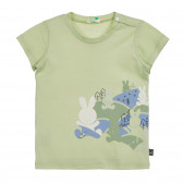 Tricou din bumbac cu imprimeu grafic pentru bebeluși, verde Benetton 225375 