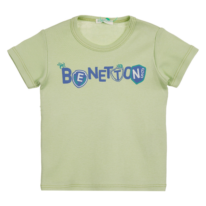 Tricou din bumbac cu inscripție pentru bebeluși, verde  225387