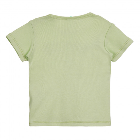 Tricou din bumbac cu inscripție pentru bebeluși, verde Benetton 225389 3