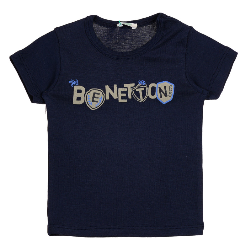 Tricou din bumbac cu inscripție de marcă pentru bebeluș, albastru  225390