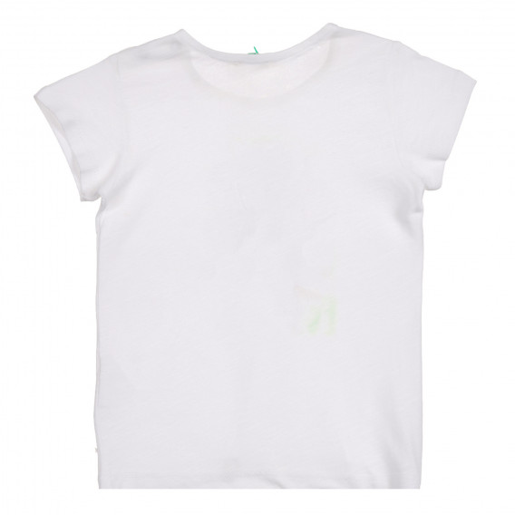 Tricou din bumbac cu inscripție pentru un bebeluși, în alb Benetton 225410 3