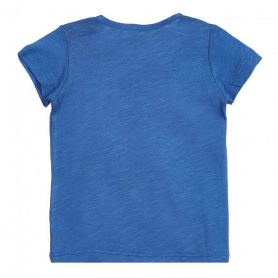 Tricou din bumbac cu inscripție pentru bebeluși în culoarea albastră Benetton 225416 3