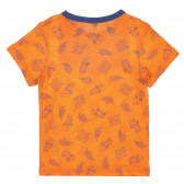 Tricou din bumbac cu imprimeu și inscripția Tropical, portocaliu Benetton 225447 4