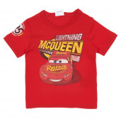 Tricou din bumbac pentru bebeluși cu imprimeu din filmul Cars, roșu Benetton 225480 