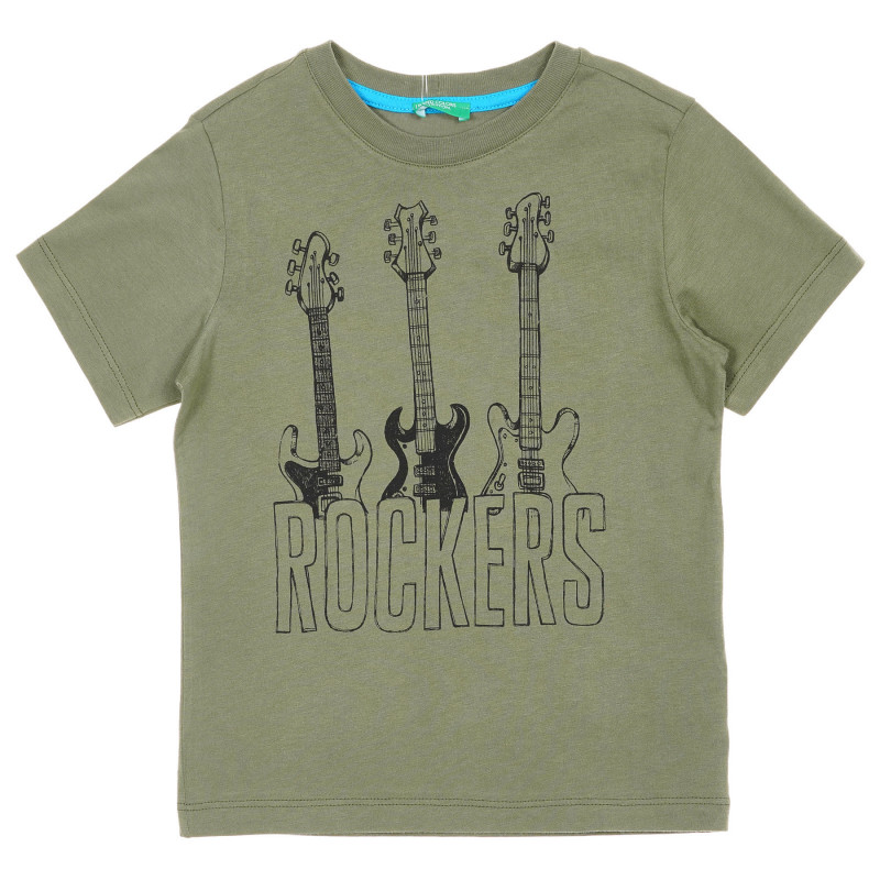 Tricou din bumbac cu imprimeu de chitară, verde  225492