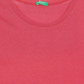 Tricou din bumbac cu imprimeu figural pe mâneci, roz Benetton 225505 2