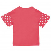 Tricou din bumbac cu imprimeu figural pe mâneci, roz Benetton 225507 4