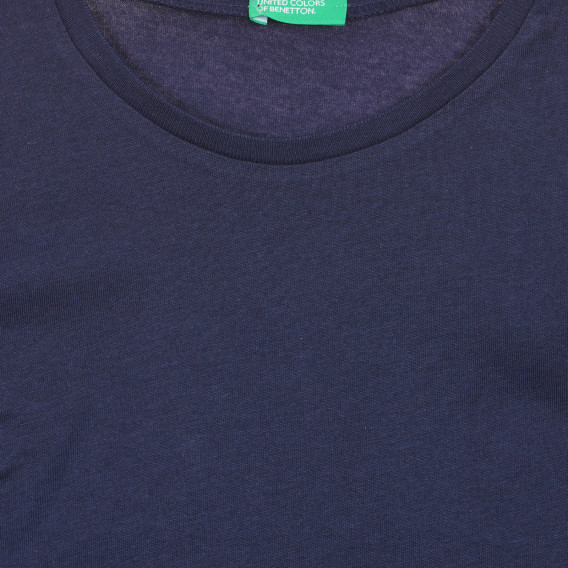 Bluză din bumbac cu mâneci scurte în contrast, albastru Benetton 225509 2