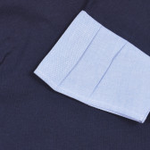 Bluză din bumbac cu mâneci scurte în contrast, albastru Benetton 225510 3