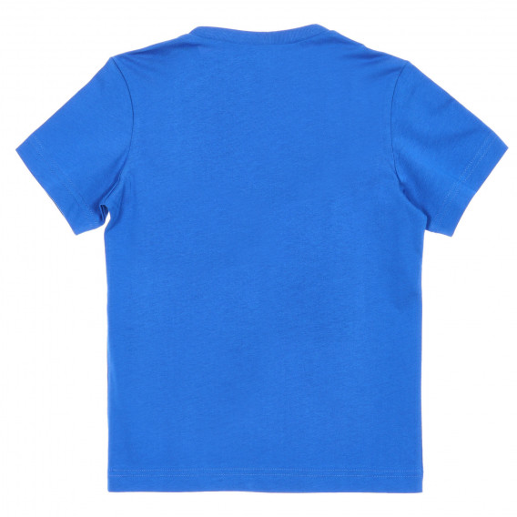 Tricou din bumbac cu inscripția Rise to top, albastru Benetton 225519 4