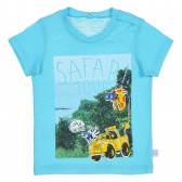 Tricou din bumbac cu imprimeu grafic pentru bebeluș, albastru deschis Benetton 225536 