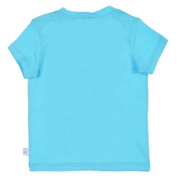 Tricou din bumbac cu imprimeu grafic pentru bebeluș, albastru deschis Benetton 225539 4
