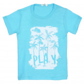 Tricou din bumbac cu imprimeu de palmier pentru bebeluș, albastru deschis Benetton 225540 