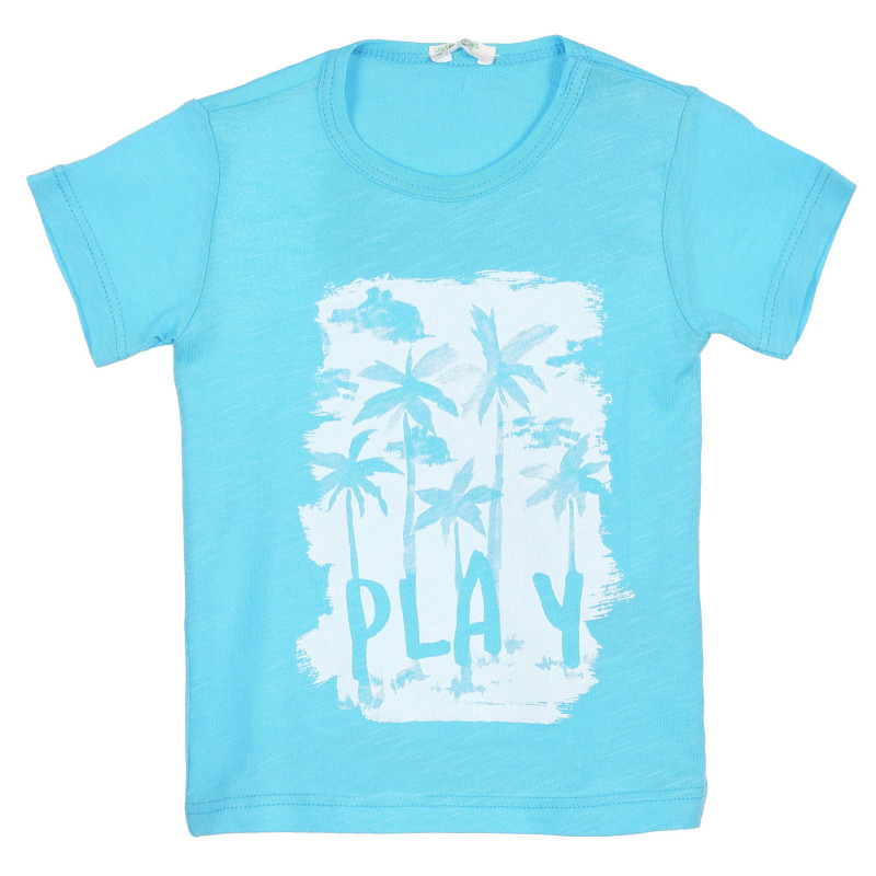 Tricou din bumbac cu imprimeu de palmier pentru bebeluș, albastru deschis  225540