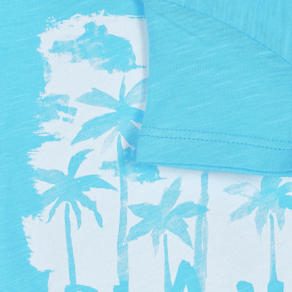 Tricou din bumbac cu imprimeu de palmier pentru bebeluș, albastru deschis Benetton 225542 3