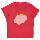Tricou din bumbac cu aplicație pentru bebeluși, roșu Benetton 225548 