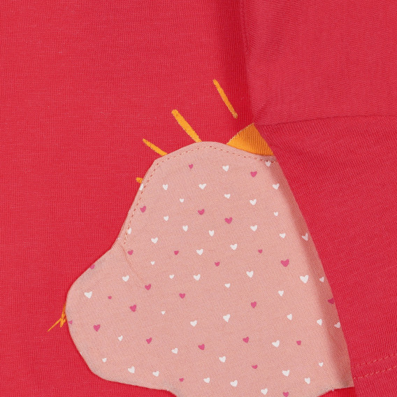 Tricou din bumbac cu aplicație pentru bebeluși, roșu Benetton 225550 3