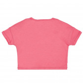 Tricou din bumbac cu inscripție, roz Benetton 225567 4