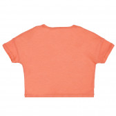 Tricou din bumbac cu inscripție, portocaliu Benetton 225575 4
