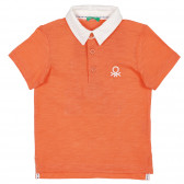 Bluză din bumbac cu accente albe pentru bebeluș, portocaliu Benetton 225580 