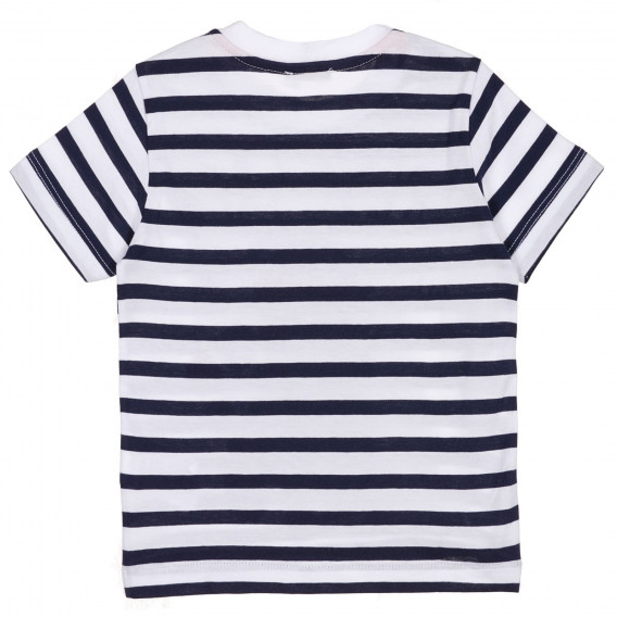 Tricou cu imprimeu grafic în dungi albe și albastre pentru un bebeluș Benetton 225599 4