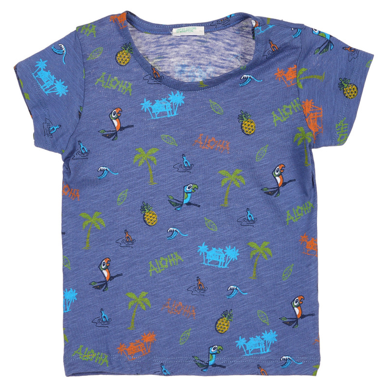 Tricou din bumbac cu imprimeu colorat pentru bebeluș, albastru  225608