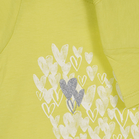 Tricou din bumbac cu imprimeu inimă pentru bebeluși, verde deschis Benetton 225642 3
