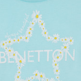 Tricou din bumbac cu inscripție de marcă pentru bebeluș, albastru deschis Benetton 225657 2