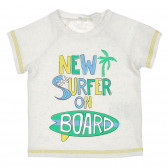 Tricou din bumbac cu imprimeu figural pentru bebeluși, alb Benetton 225671 