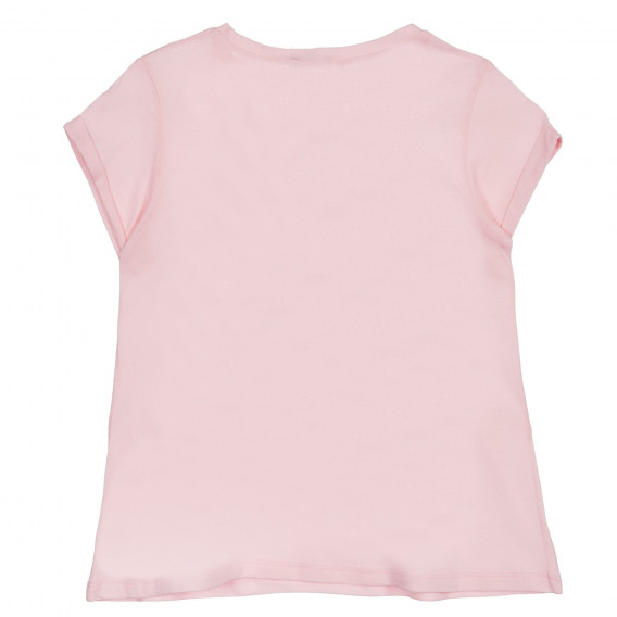 Bluza din bumbac cu mâneci scurte și imprimeu, roz Benetton 225682 4
