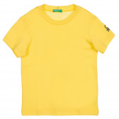 Tricou din bumbac cu sigla mărcii pentru bebeluș, galben Benetton 225687 