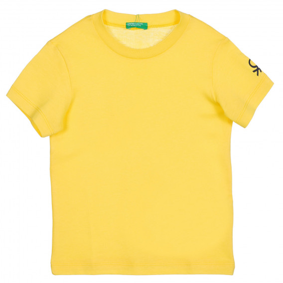 Tricou din bumbac cu sigla mărcii pentru bebeluș, galben Benetton 225687 