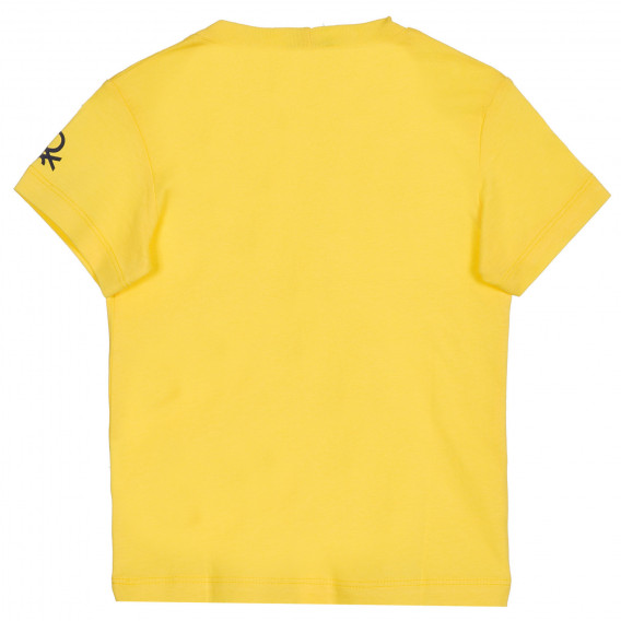 Tricou din bumbac cu sigla mărcii pentru bebeluș, galben Benetton 225690 4