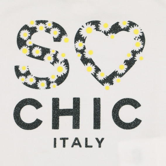 Tricou alb din bumbac cu imprimeu floral pentru fetițe Chicco 226450 2