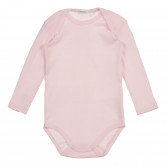 Set de două body-uri cu mânecă lungă din bumbac pentru bebeluși, alb și roz Benetton 226870 4