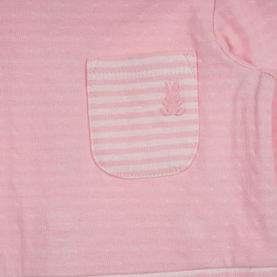 Salopetă din bumbac cu pantaloni cu botoșei și dungi alb și roz pentru bebeluș Benetton 226890 2