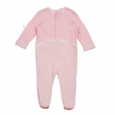 Salopetă din bumbac cu pantaloni cu botoșei și dungi alb și roz pentru bebeluș Benetton 226891 3