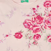 Hanorac din bumbac cu imprimeu floral, în roz Benetton 226929 2